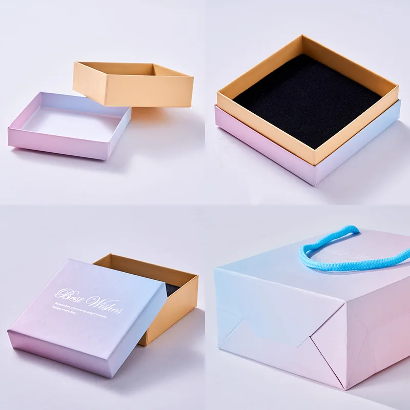 Luxury Pink Ring Earrings Bracelet Pendant Jewelry Packaging Paper Box Necklace Jewelry Boxes With Jewelry Bags