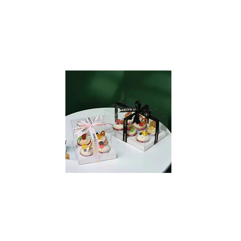 Clear cupcake box snow maid cup custard tart small cupcake packing box 2/4/6/12 Hand box packaging for cake