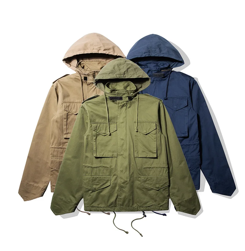 Customized workwear American retro field jacket Amikaki trench coat  versatile multi pocket workwear jacket for men