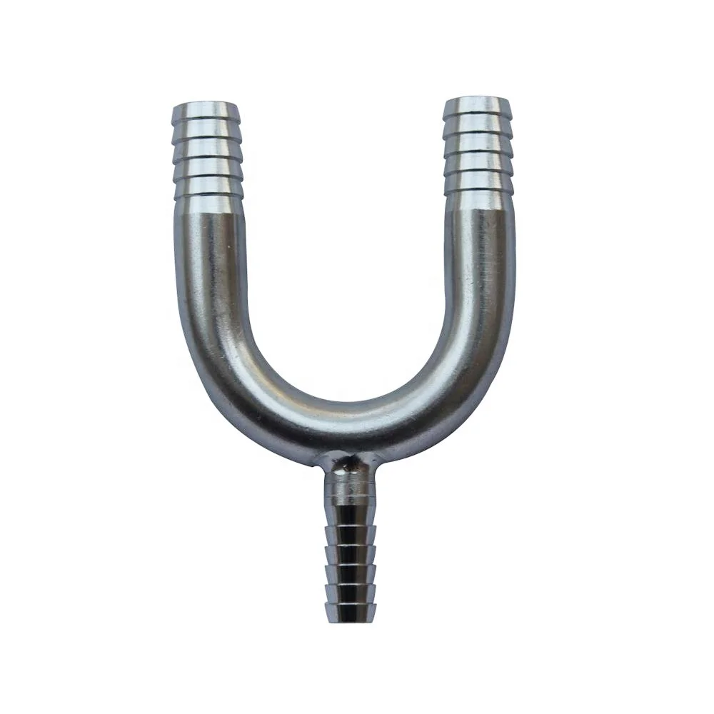 304 Combination Stainless Steel Beverage Fitting U Pipe Hose Splicer Equal Shape 1/4 Barb
