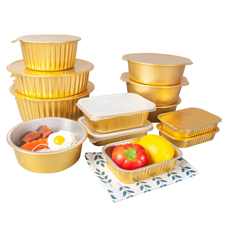 Hot Sale Oem Logo Aluminium Foil Restaurant For Food Packing Disposable Takeaway Metal Foil Tray Small Aluminium Foil Container