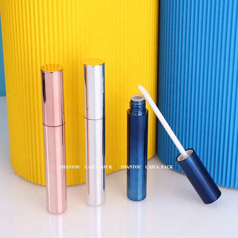 CAIYA 3ml full plastic makeup metallic rose gold  lipgloss tube hollow design wholesale refillable lipstick tubes packaging