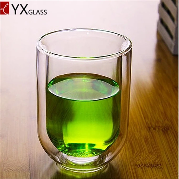 
2019 Popular 250ml handmade heat-resistant double wall glass cups 