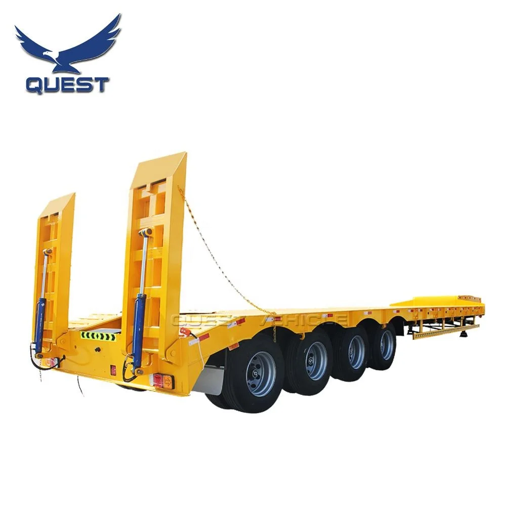 High Quality 4 Axles 70-80 Tons Low Bed Truck Semi Trailer Heavy Machine Truck Trailers
