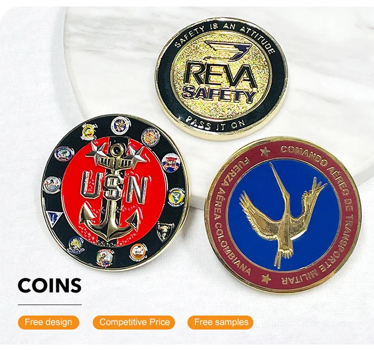 Custom Challenge Coins Plane Weapon Copper Bronze Enamel Zinc Alloy Soft Enamel Metal Challenge Coin