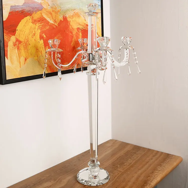 Glass Candle Holders Hurricane hot sale 5 arms home goods crystal candle holder k9