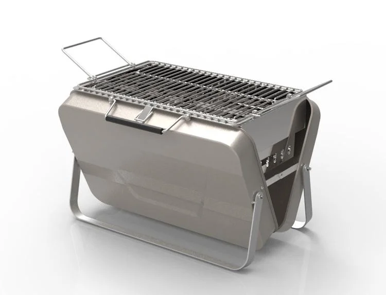 Custom Outdoor Mini Barbecue Grill Portable Briefcase Style Camping Folding Charcoal
