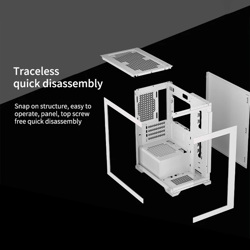 Good Quality Tempered Glass Panel Aluminum Computer Case PC Atx Cube Gaming Computer Case With RGB Cooling Fan