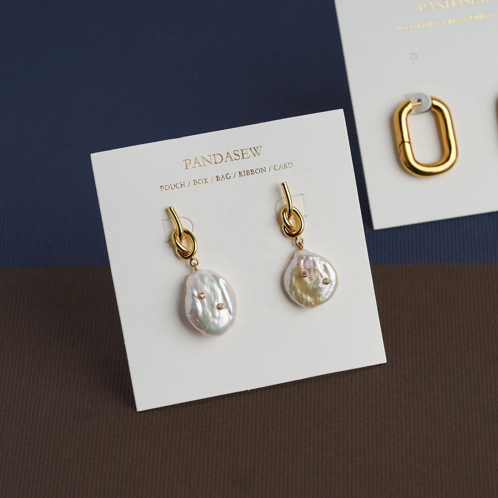 PandaSew 8x8cm or 6x6cm White Custom Logo Printed Jewelry Holder Earring Necklace Display Packaging Cards Jewelry Tags