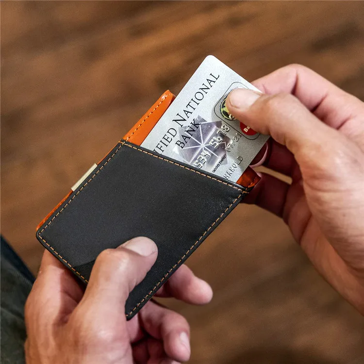 Мужской кошелек из натуральной кожи с Rfid-защитой, тонкий зажим для денег унисекс, зажим для денег, для путешествий