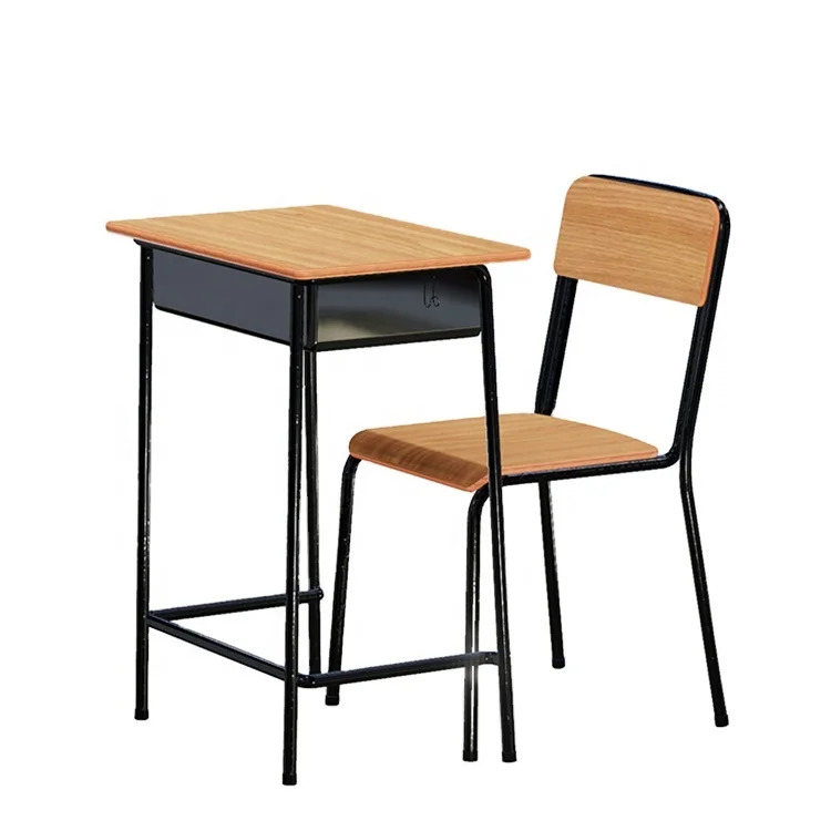 Single Primary School Furniture Student Desk And Chair Classroom Metal School Desk And Chair Set