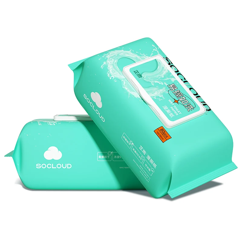 No Irritation Pure Water Biodegradable Toilet Wet Wipes for Babies and Adults Flushable
