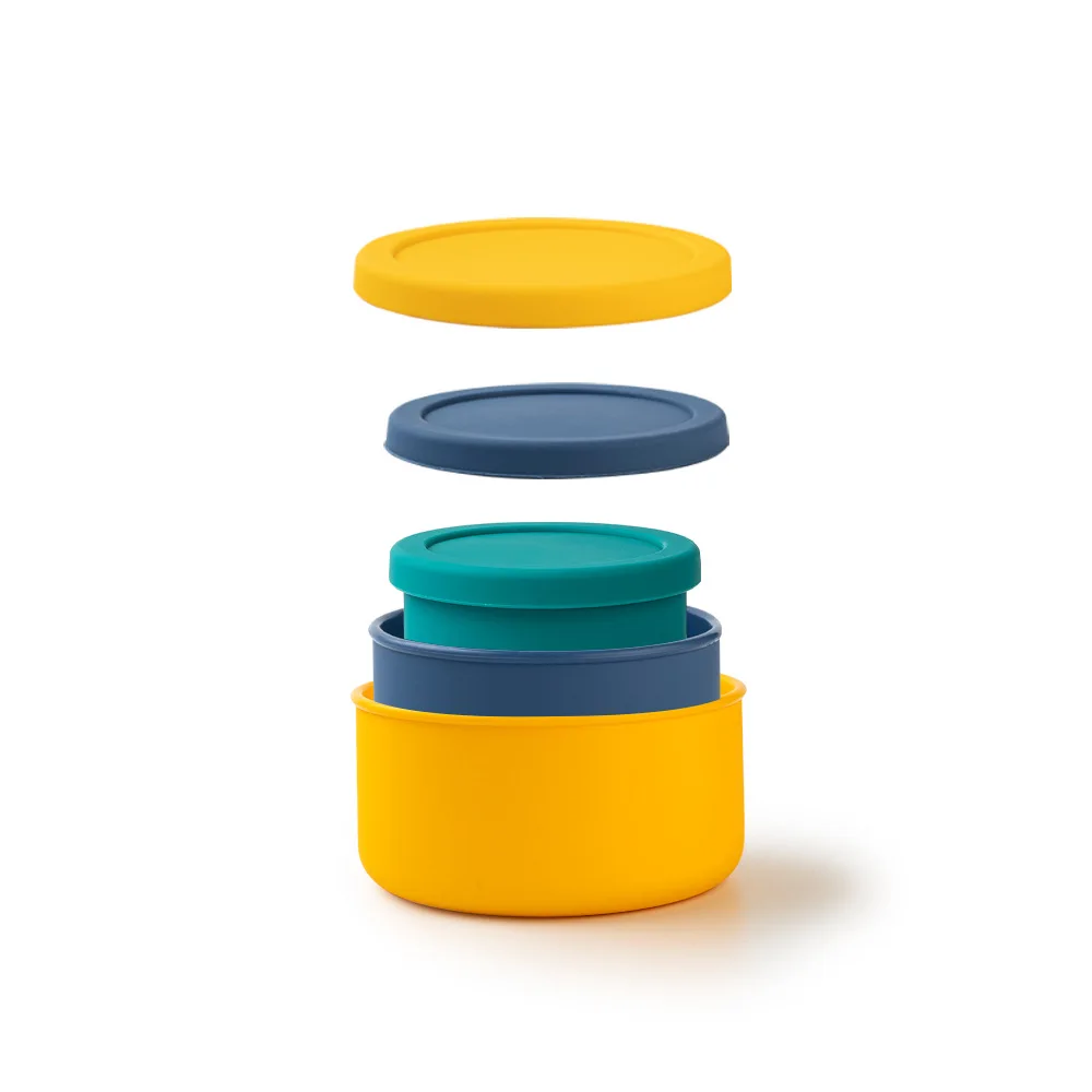 New Design Reusable Kids Lunch Container Durable And Leakproof Round Silicone Bento Box With Lid