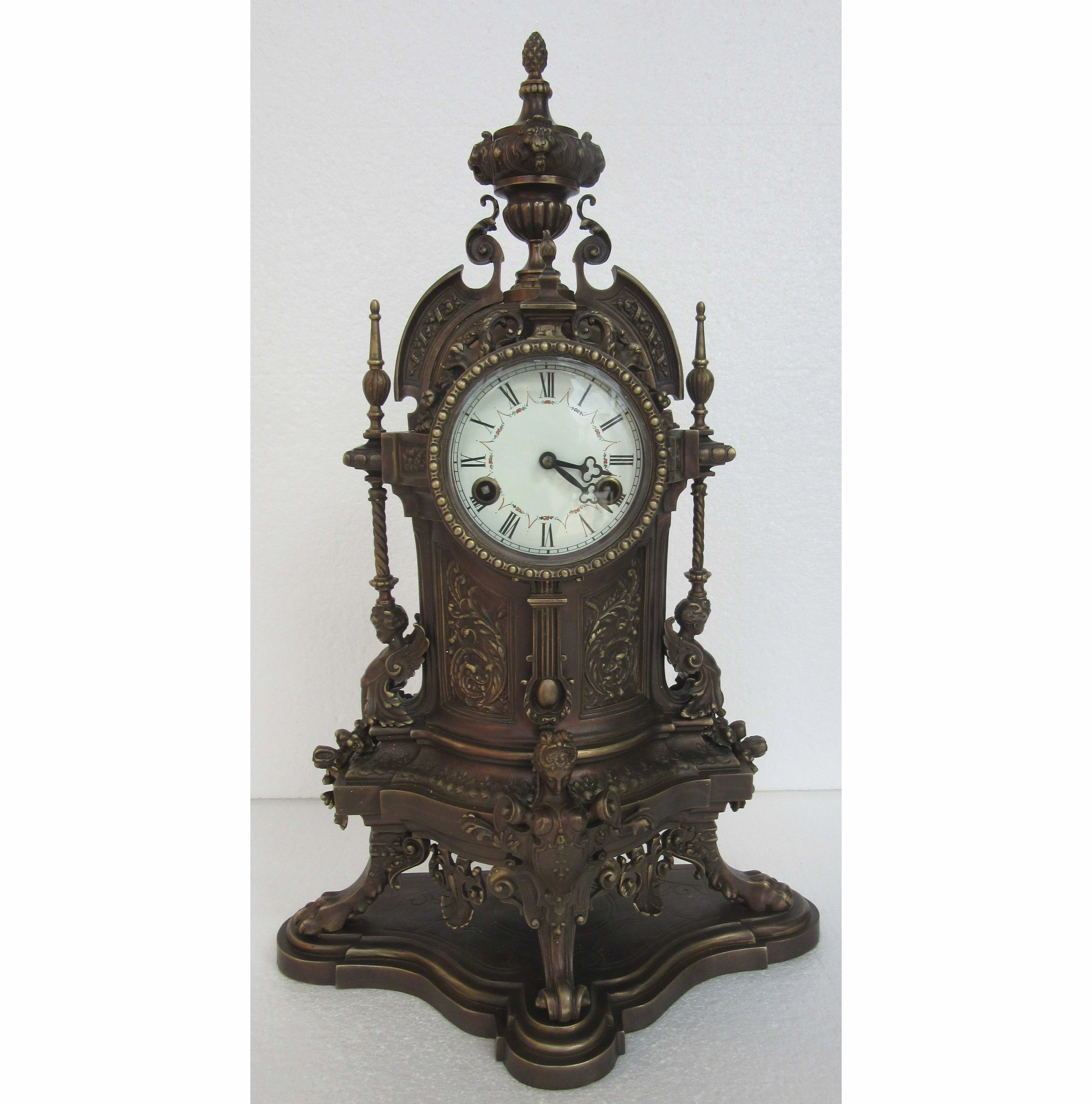 (24K Gilt) Antique Imitated from 18th French ClassicCast Brass  the Mechanical  Vintage Boulle  Table  Clock for Home Decoration