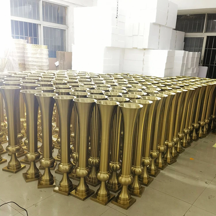 Hot Sale Large Wedding Metal Flower Vase Centerpieces Table Decorations Tall Gold Metal Vase