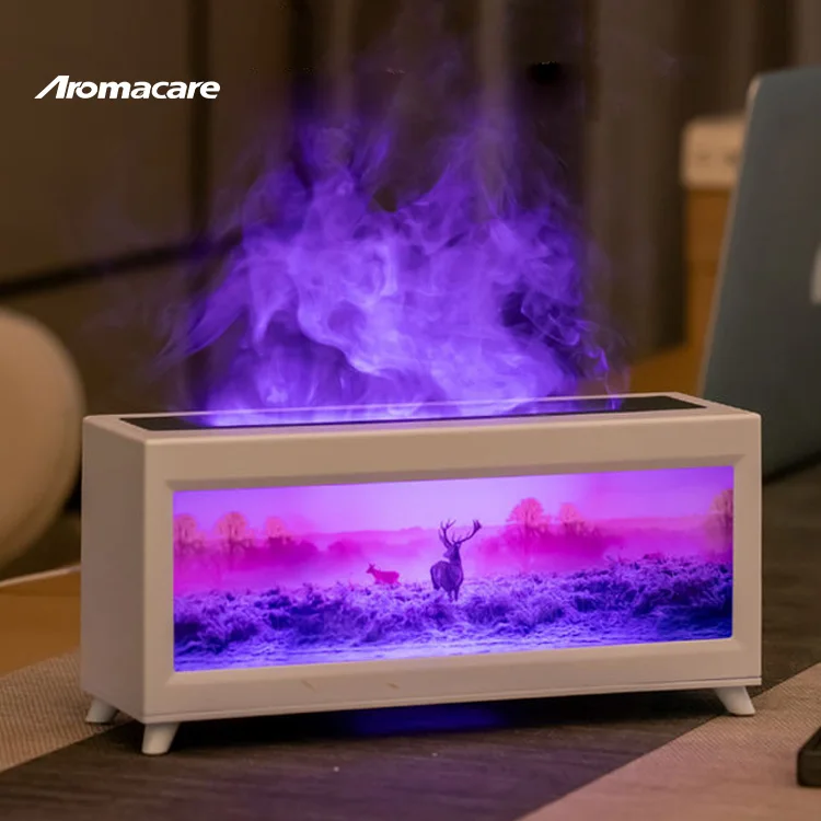 Aromacare 200Ml Portable Air Essential Oil Multicolor Flame Effect Aromatherapy Fireplace Humidifier