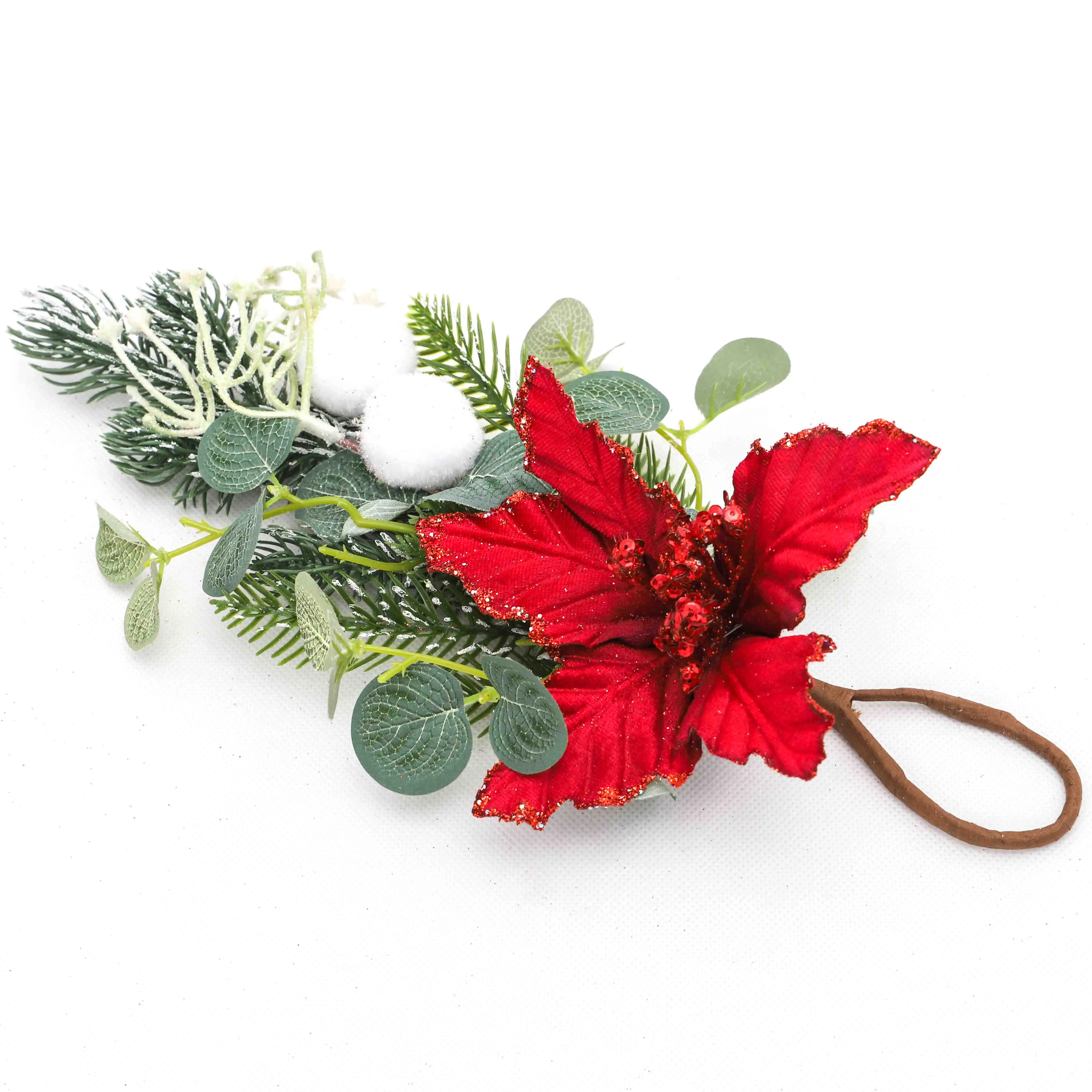 Artificial Flower Swag Front Door Decoration Home Decorative Plants Colorful Poinsettia