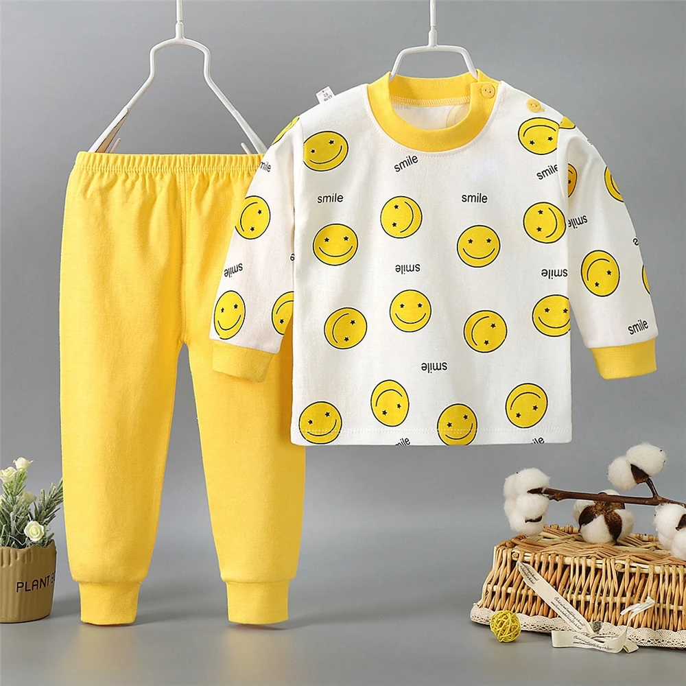 Manufacturers supply comfortable shoulder open underwear suit boys and girls baby home wear pajamas