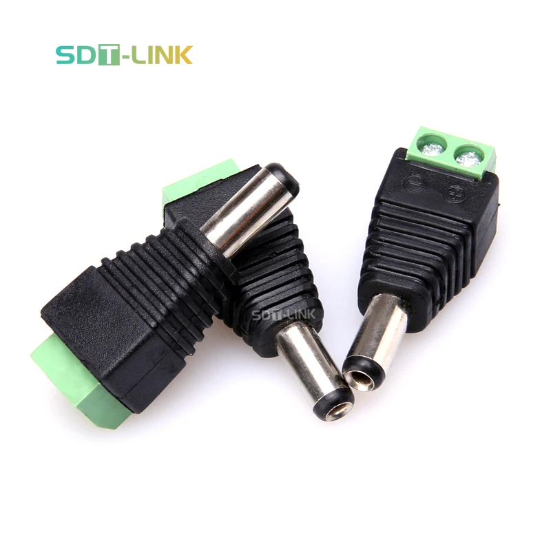 100pcs Per Bag 5.5 x 2.1mm 5.5 x 2.5mm DC Male Connector 2-pin DC Power Adapter Connector Plug With Jack For CCTV Camera