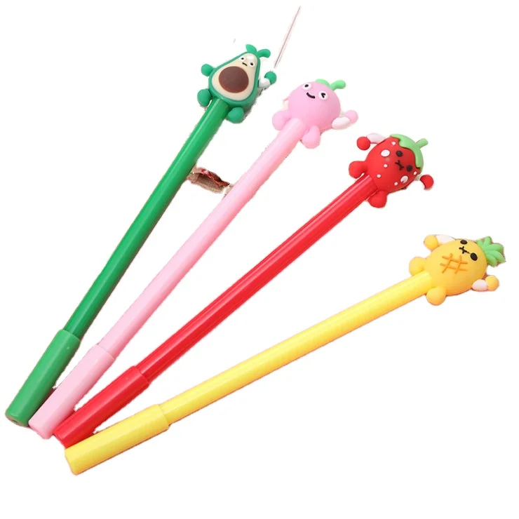 Kawaii Gel Pen Korean Cartoon Creative Cute Fruit Head School Office Stationery Sweet Pretty Lovely Funny