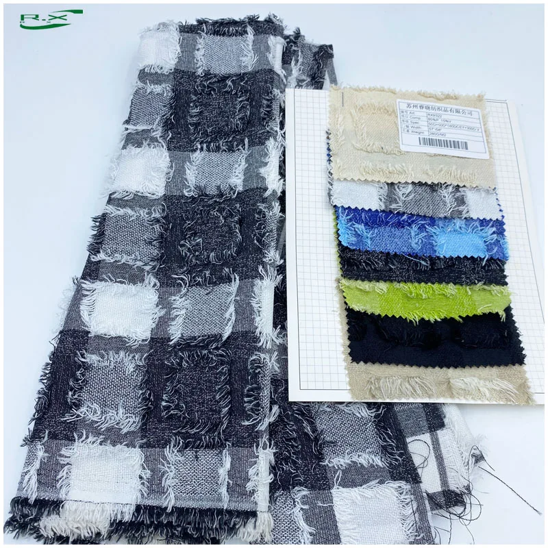 Custom wholesale high quality viscose/polyester tassel fringe crepe rufer jacquard fabric for dress
