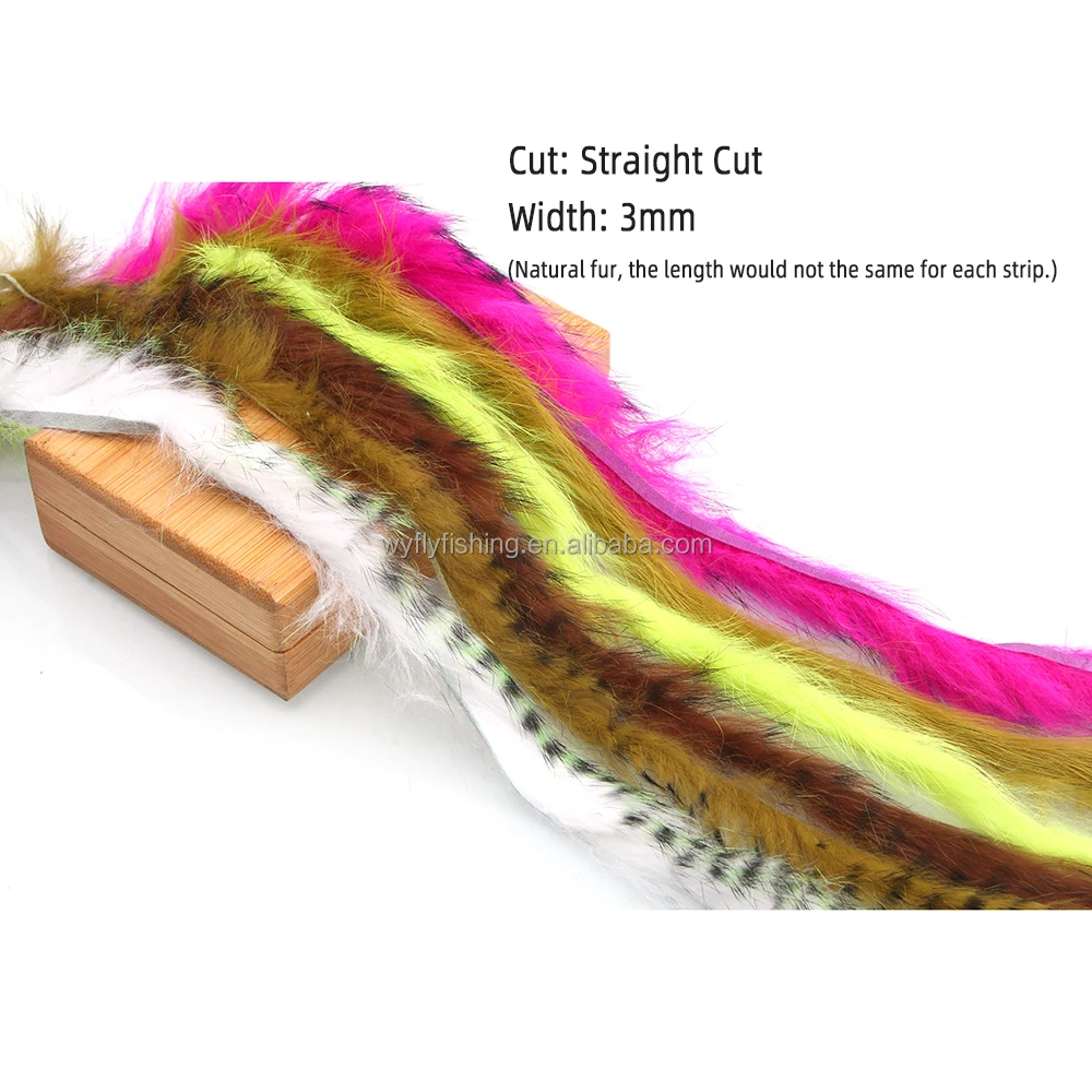 3strips/pack rabbit zonker strip 3mm straight cut rabbit fur narrow zonker pelt trout fishing streamer lure fly tying materials