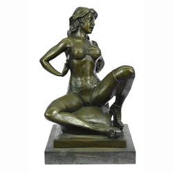 Modern garden decoration carved polished casting  bronze beautiful sexy woman sculpture