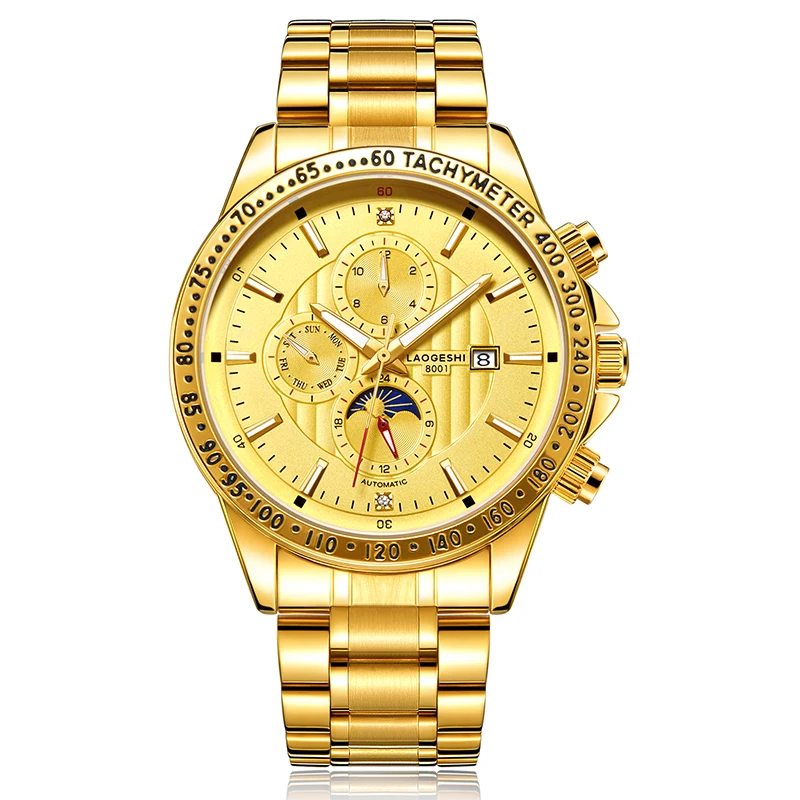 Custom Men Wrist Mechanical Watches Wholesale Skeleton Waterproof Watch For Men Luxury Gold Watch Automatic Date