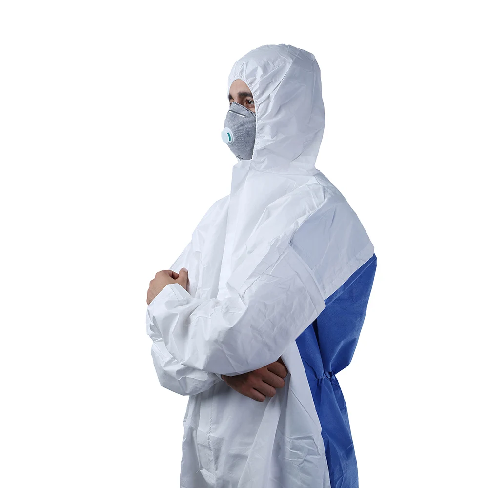 PPE En14126 Hazmat Agents/Liquid Splash/Spray/ Protection/Protective Disposable Coverall Waterproof Safety Coveralls