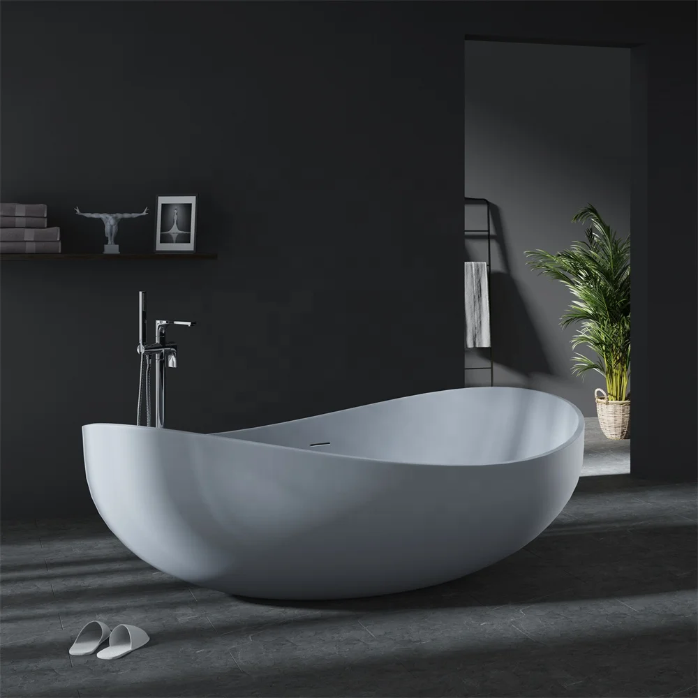 Modern Freestanding Solid Surface Bath Tub High Quality Acrylic Resin Stone Bathtub with Luxury artificial for Soaking