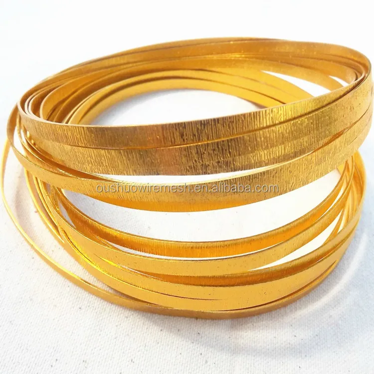 1*5 mm 10m per roll gold color flat aluminum craft wire anodized jewelry making wire