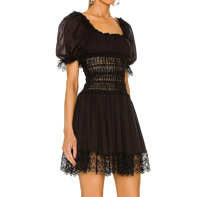 2024 Sun Dresses For Ladies Factory Hot Selling Modest Fashion Short Ladies Office Elegant Casual Black Women Summer Dress