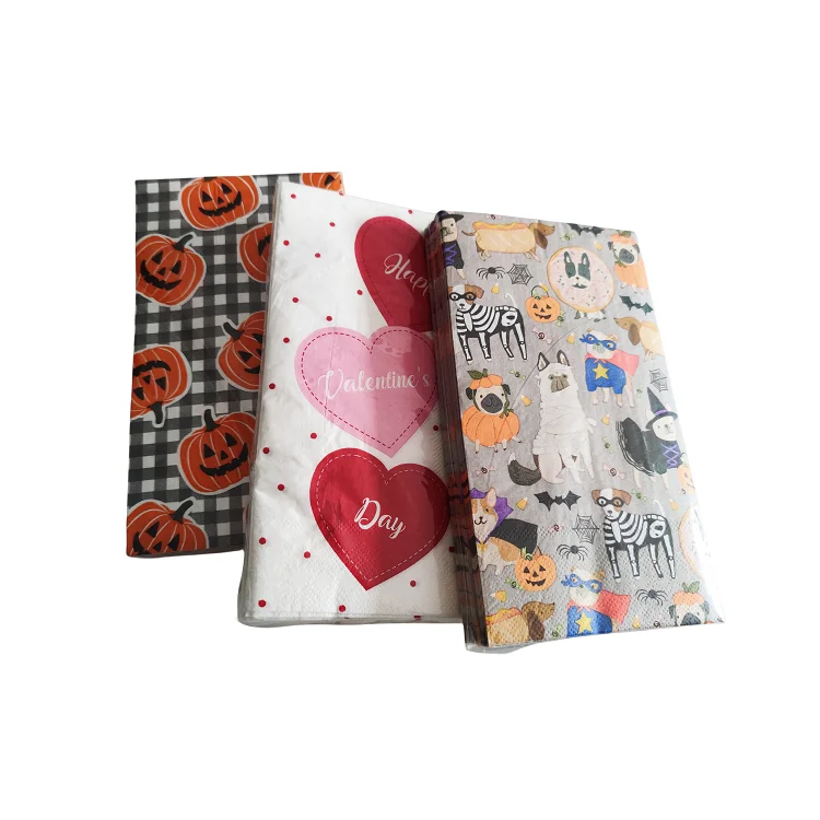 1/6 Fold Good Quality Printed Gold Foiled Personalized Elegant Cocktail Paper Napkins