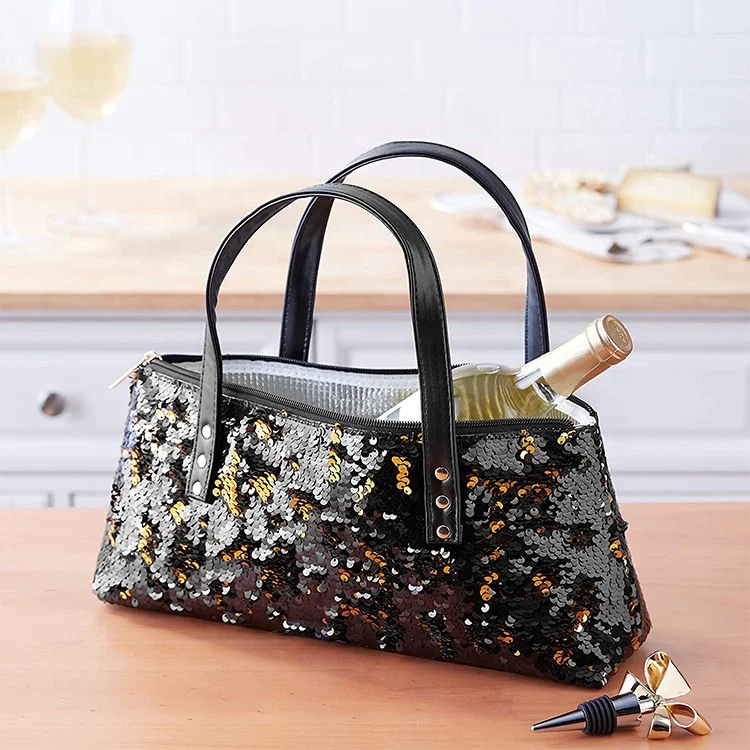 Блестящая винная сумка из искусственной кожи держатель для шампанского кошелек сумка-холодильник одной бутылки клатч большая переноска