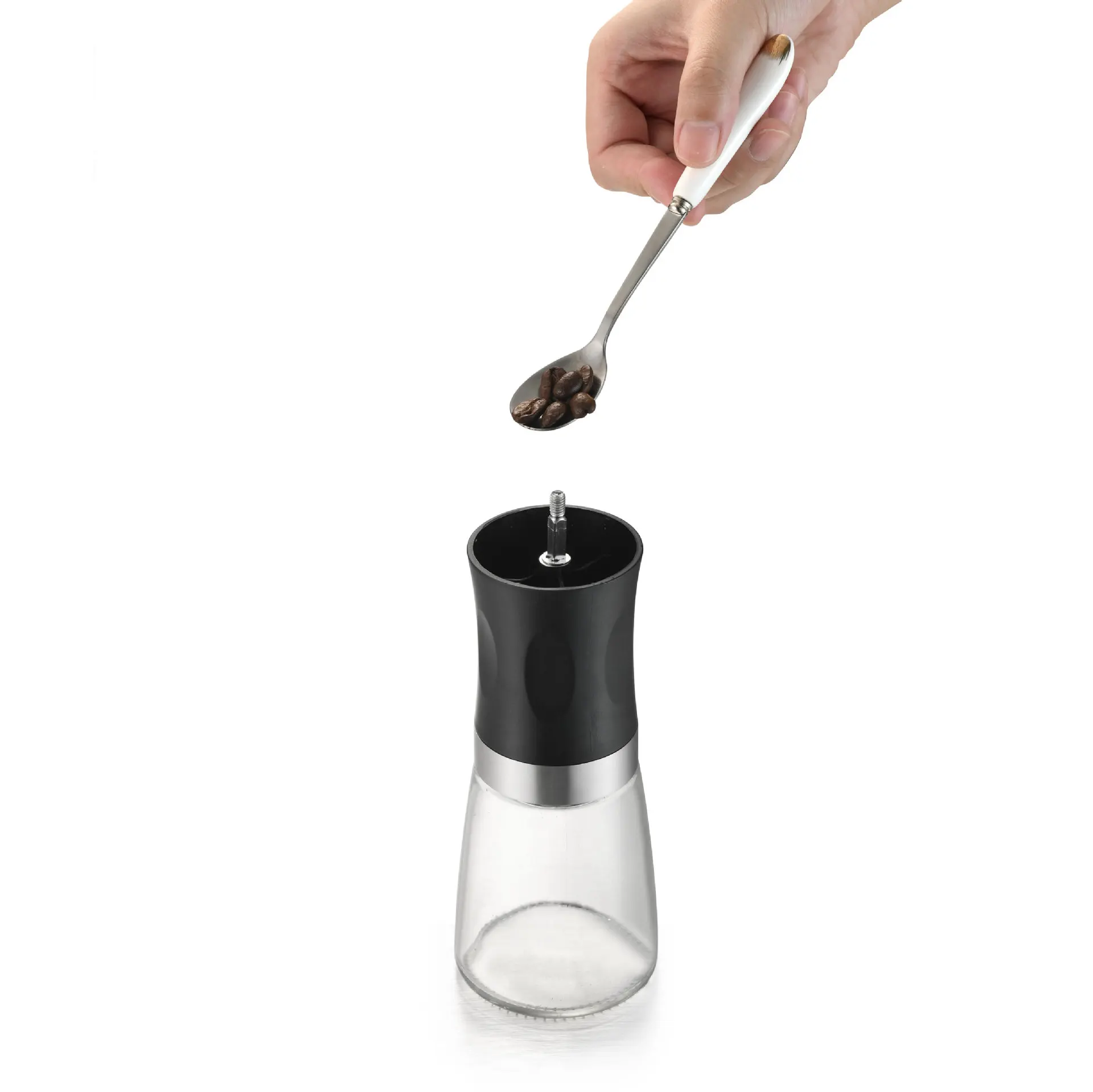 New Handheld Coffee Grinder Portable Home Mini Coffee Machine Wholesale Manual Glass Bottle Coffee Mill