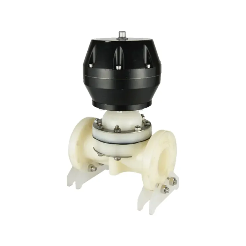 UPVC CPVC PPH PVDF FRPP 2 Way DN100 Diaphragm Valve Pneumatic Plastic Flange Metal Pneumatic Actuated Diaphragm Valve