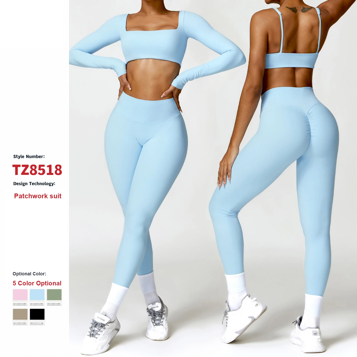 2024 New Design Wholesale Custom High Quality Recycled Long Sleeve 2 Piece Yoga Set Plus Size Gym Fitness Sets For Women