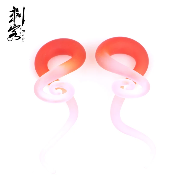 Red  Glass Spiral Twist Plugs Ear Expander