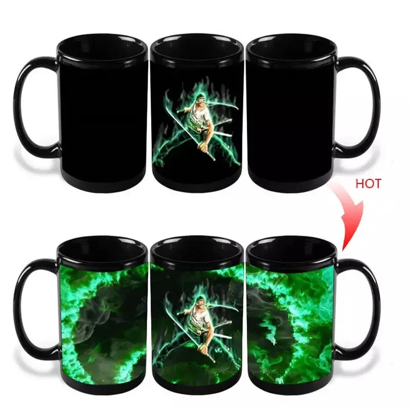 Temperature color change water coffee luffy graphics one pieces anime mug cup
