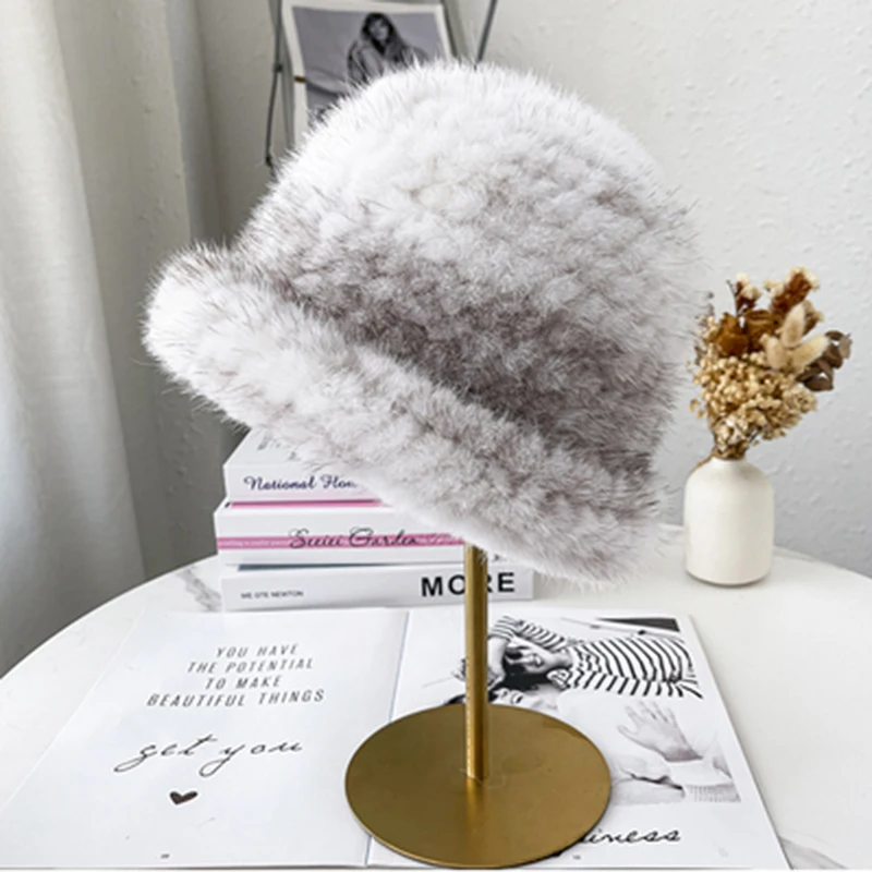 CX-C-101B Wholesale Supplier Ladies Elegant Outfits Sun Hats Natural Real Mink Fur Hat for Women