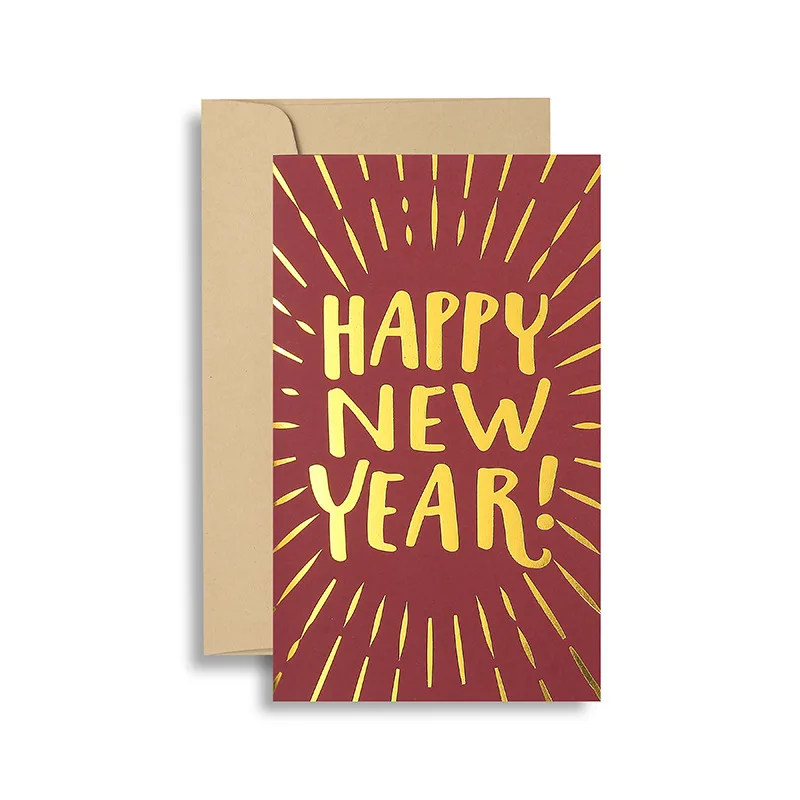 Factory Direct Sales red gold stamping Spring Festival chinese 2022 happy new year card