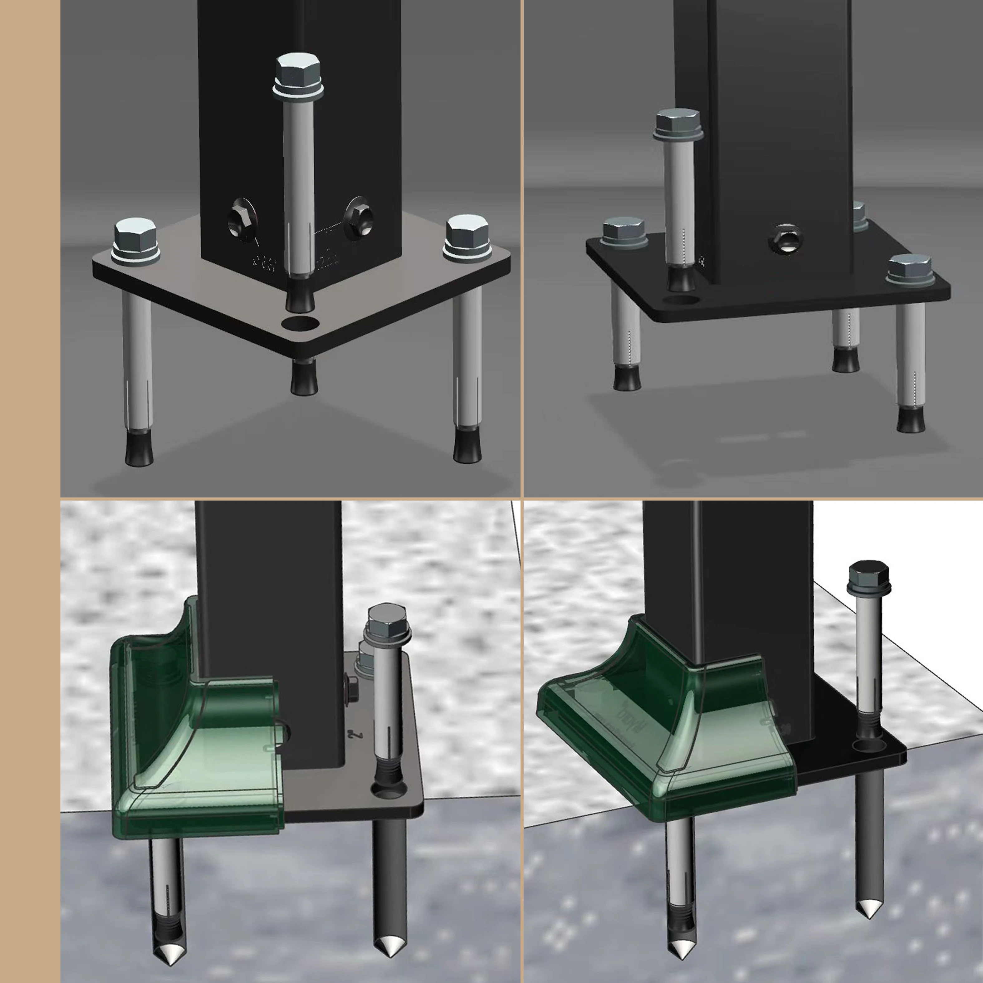 Walmart Hot Sale Deck Post Brackets Post Square Stainless Steel Flange For Concrete Floor