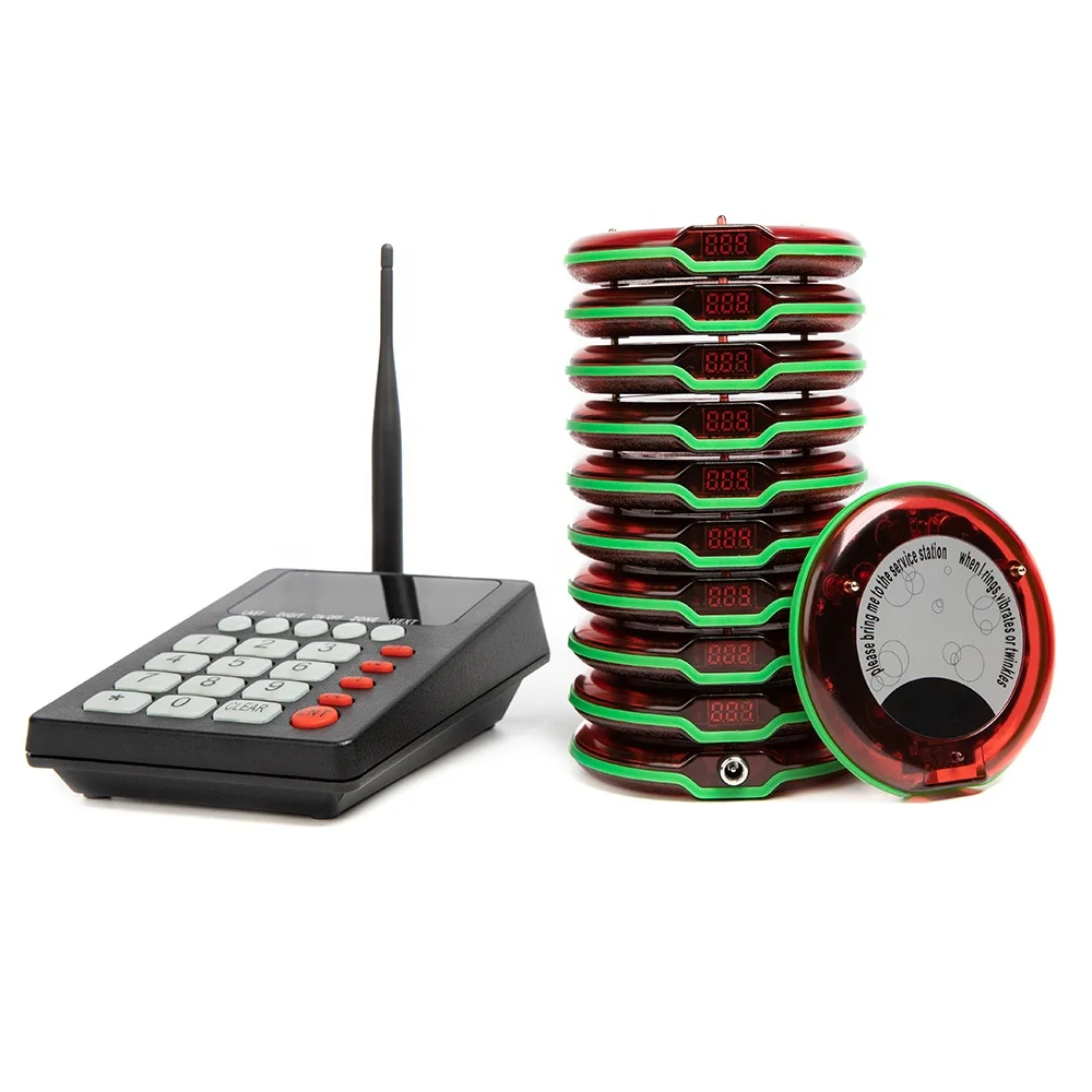 YCALL Wireless Coaster Buzzers Paging System 1 Keyboard 10 Pagers 1 Charger Calling Queueing for Restaurant