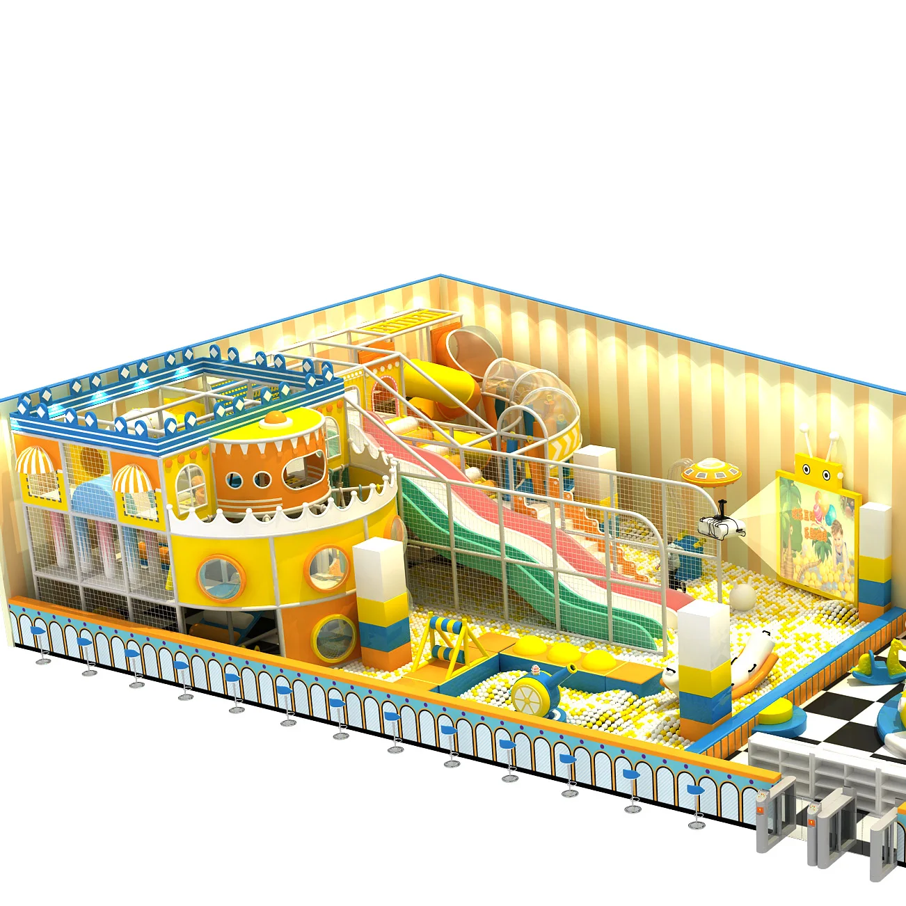 Indoor Playground Equipment Manufacturer Children Interactive Game Ball Pit Soft Play Center Modern Amusement Park Carousel