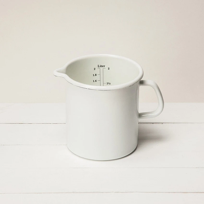 Custom 50ml white ceramic enamel metal steel 7cup measuring cups