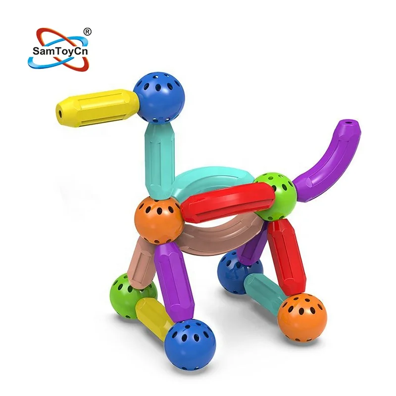 25 PCS Montessori STEM 3D DIY Assembly Construction Magnetic Balls Sticks Toys Magnetic Building Blocks for Kids
