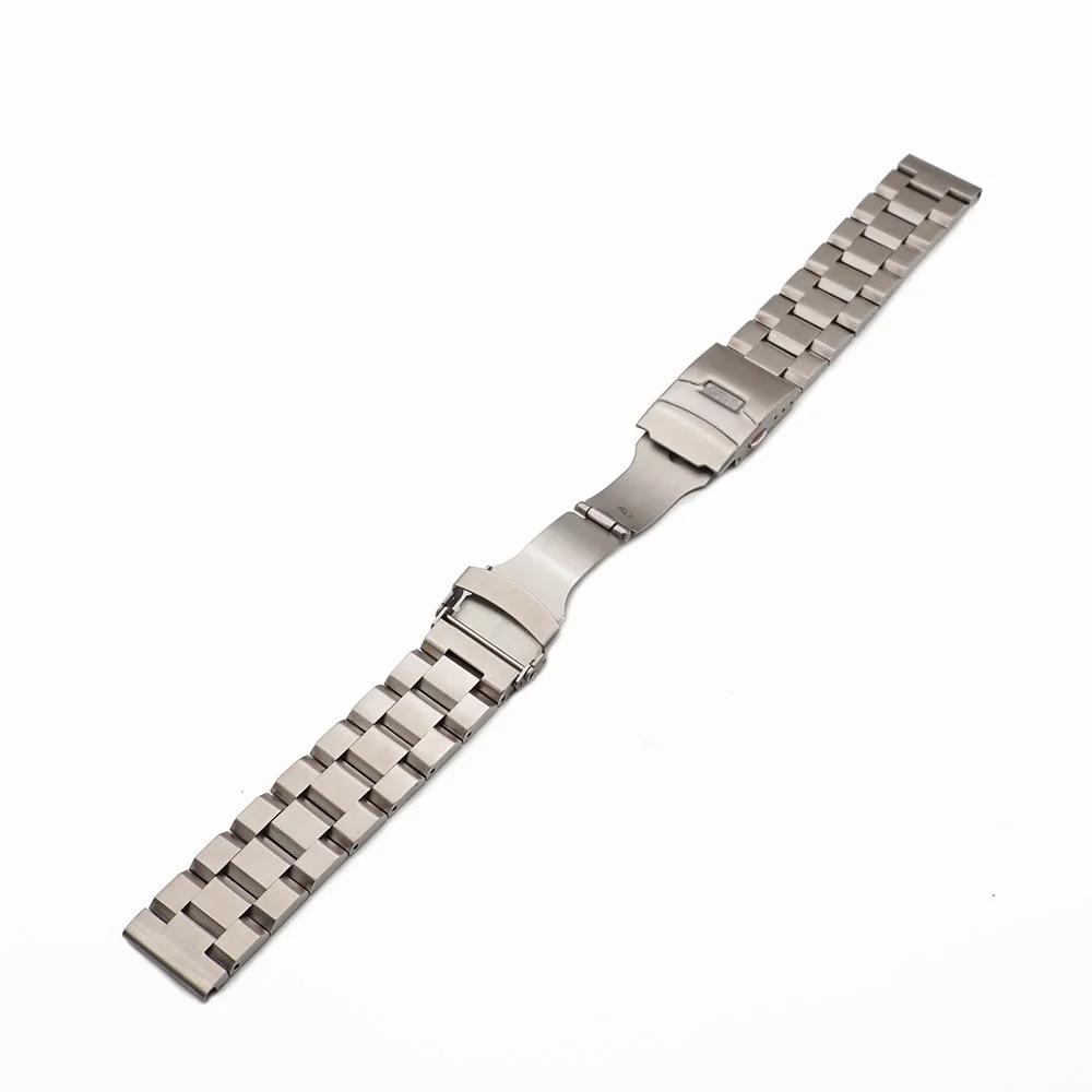 JUELONG 20 22 mm Three-bead Stainless Steel Watch Strap Metal Watch Band With Double Snap Buckles Black Rose Gold Blue