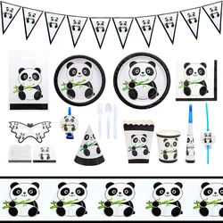 Palmy Panda Birthday Party Supplies Children Cartoon Paper Plate Decoration Disposable Straw Blowing Dragon Paper Cup Tableware