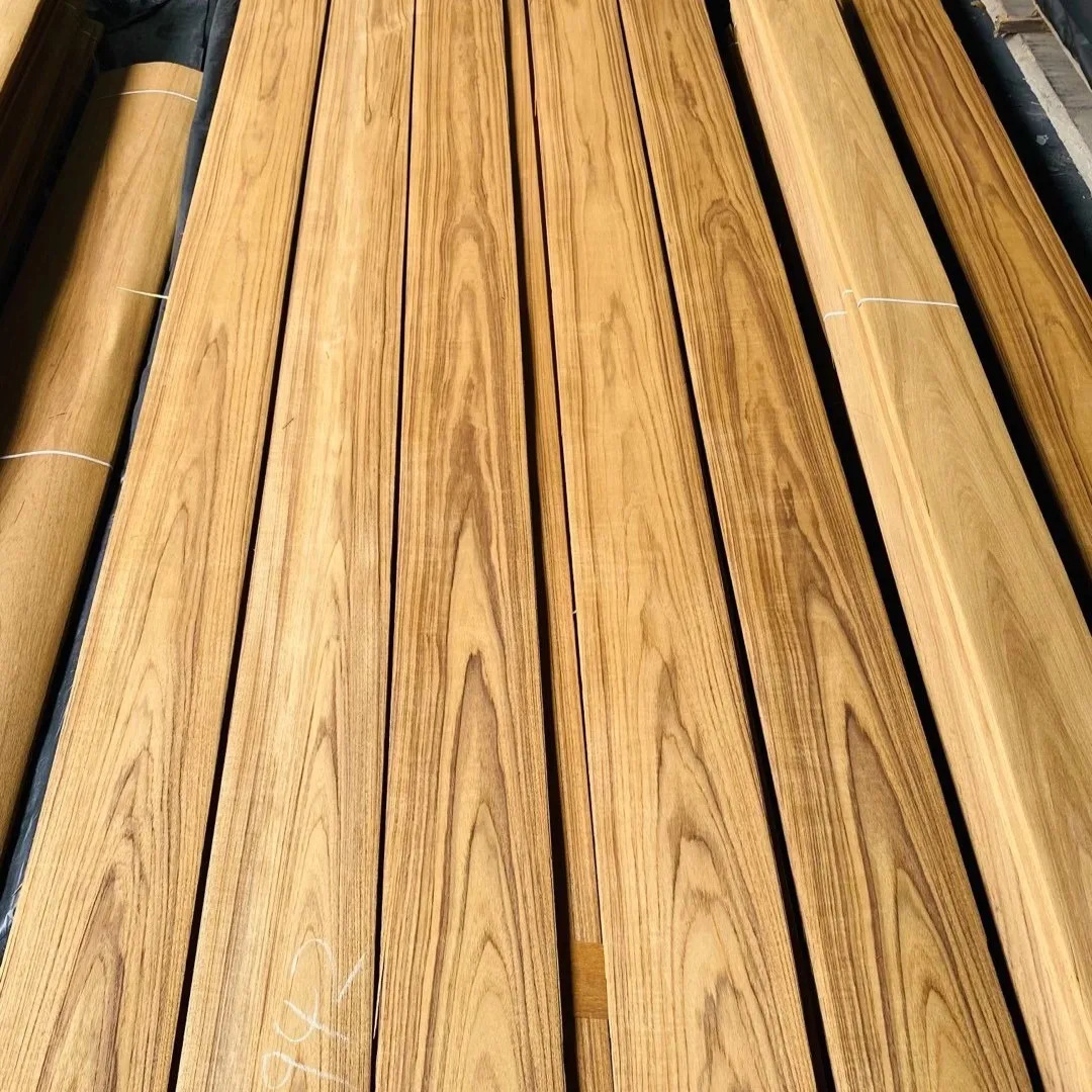 Wholesale Natural Teak Wood Veneer 0.2mm 0.3mm 0.5mm 1mm 2mm 3mm Natural Plain Cut Burma Teak Veneers