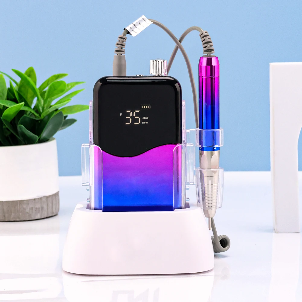 Exciting  News! 2021 Best Wireless 85W Brushless 35000 RPM Nail Drill Machine with Private Logo Customization Salon E-file